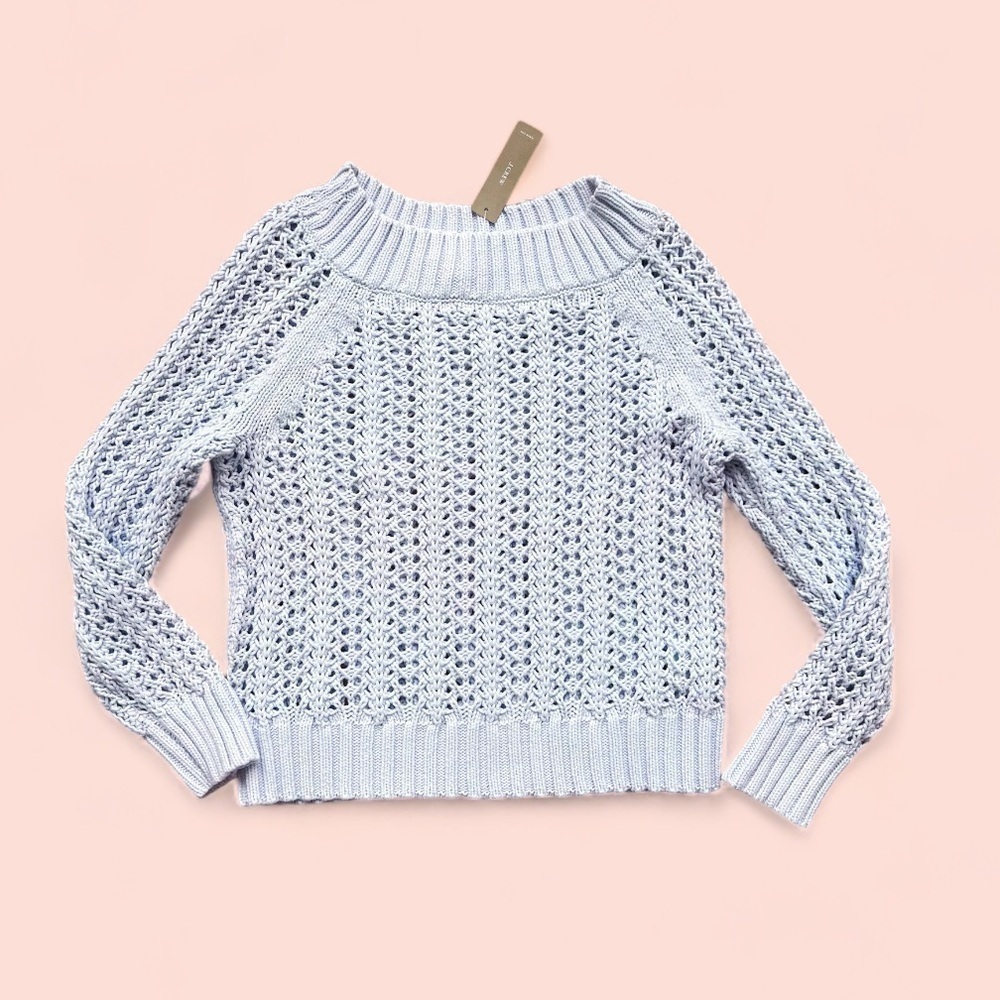 J. CREW Wide-neck beach sweater with pointelle stitch Sz. XXS NWT - Picture 4 of 10